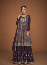 Outstanding Georgette Salwar Suit in Purple